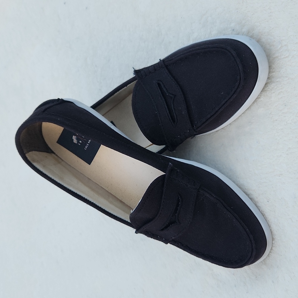 Cole Haan Women's 1928 Black Canvas Penny Loafers Size 9.5